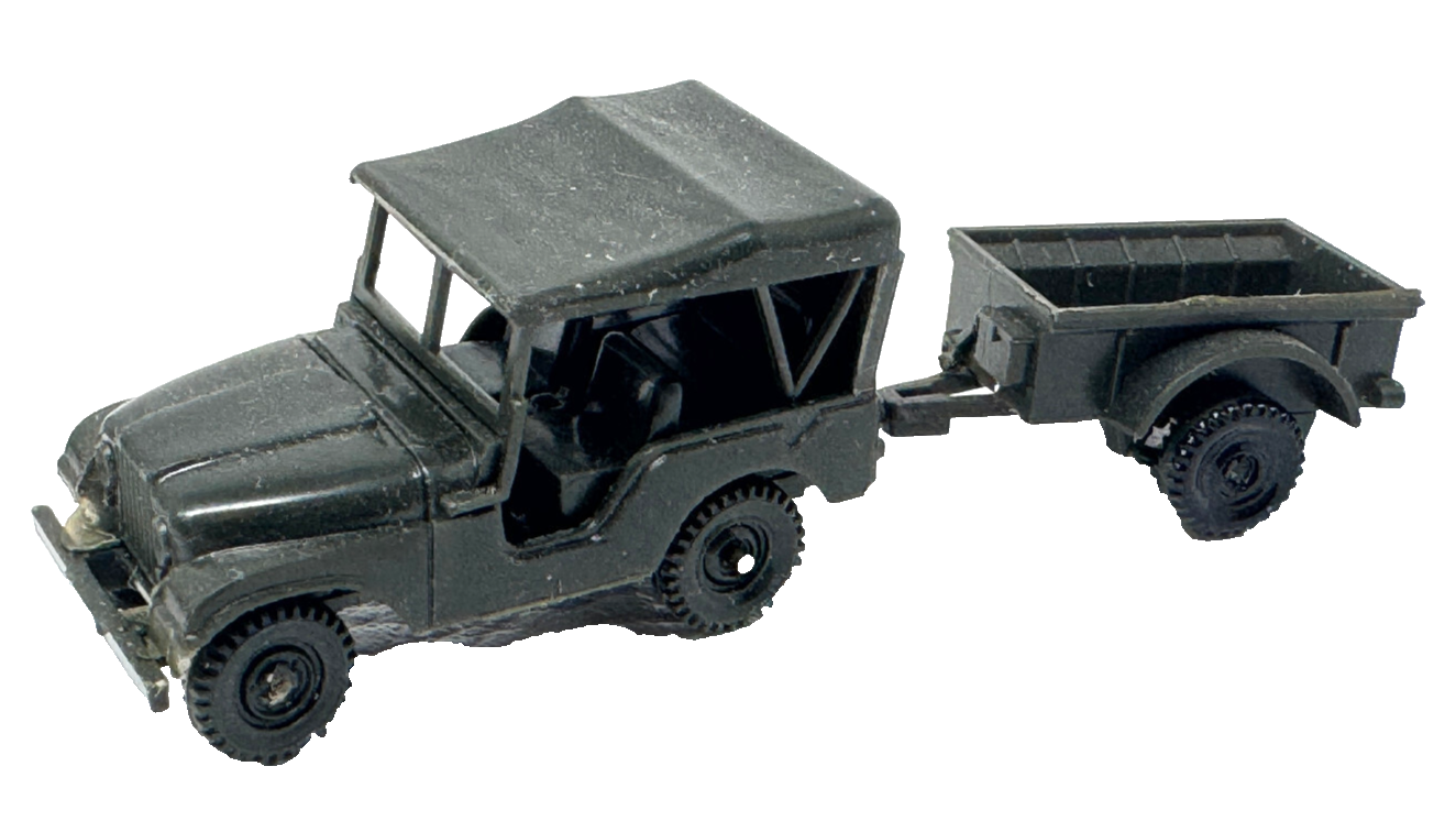 Roco Minitanks 142 Willys Jeep mit Verdeck + Anhänger - Militär - H0 HO 1:87