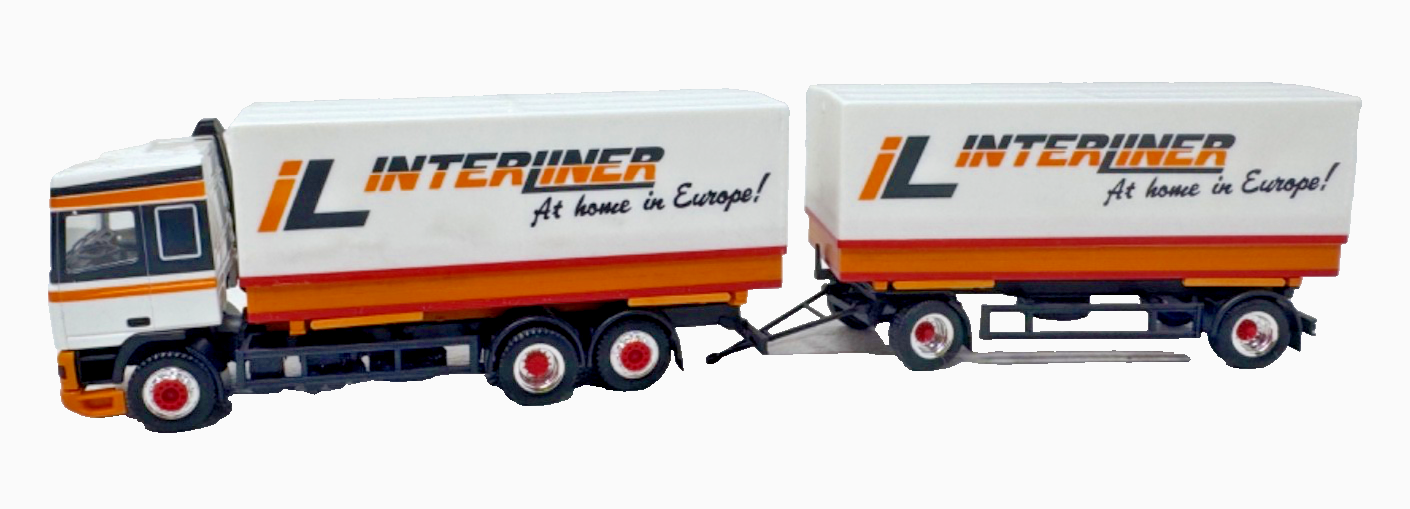 Herpa H0 DAF 95 Hängerzug mit 2 Wechselbrücken - "Interliner" H0 H0 1:87