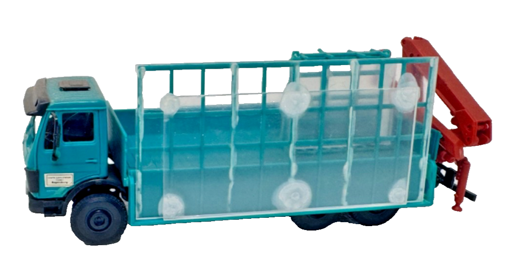 Kibri 10308 H0 MB Glastransporter mit Ladekran und kleinem Bock - H0 HO 1:87
