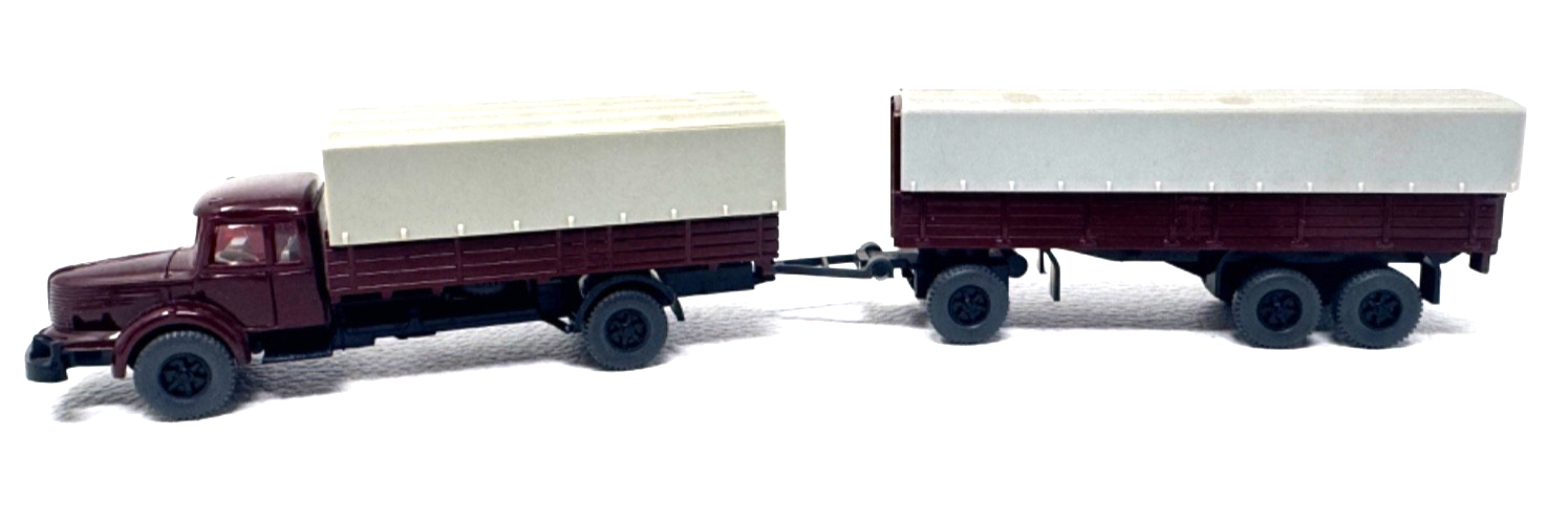 Wiking 480-7 D Krupp Titan Pritschen-Lastzug - braun/grau - HO H0 1:87