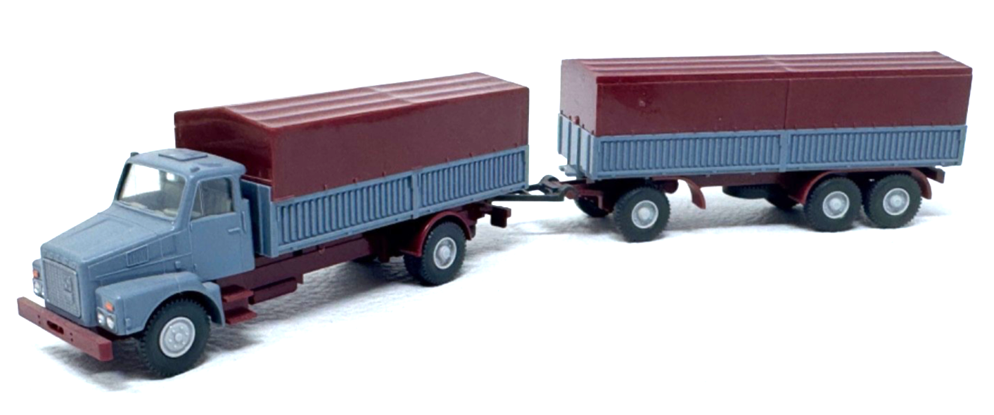 Wiking H0 VOLVO N10 grau Planen Hängerzug 462 -  H0 HO 1:87