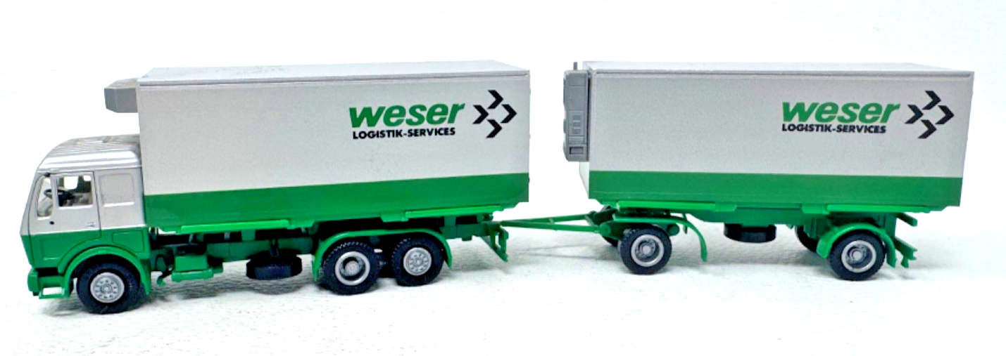 Herpa H0 Mercedes Kühl Hängerzug mit 2 Wechselbrücken Weser Logistik H0 H0 1:87