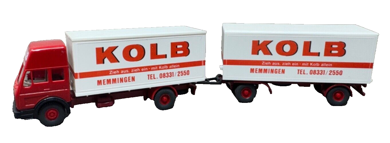 Wiking 459-3 Mercedes 1638 Koffer-Lastzug - KOLB Möbelspedition - HO H0 1:87