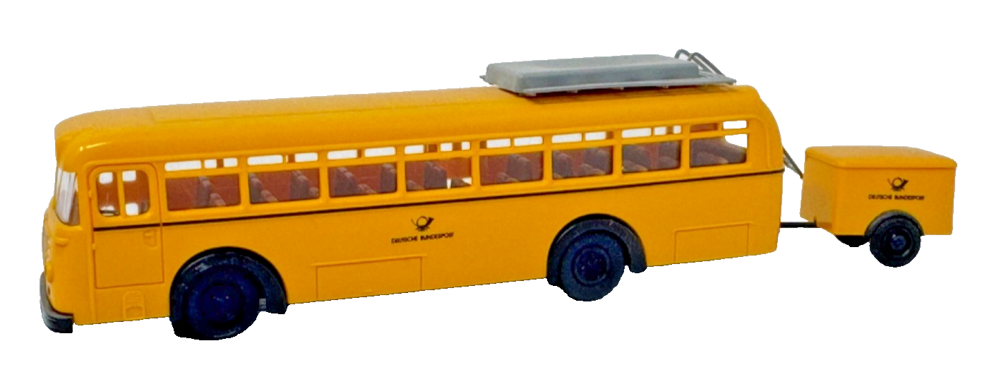 Brekina 1:87 Büssing 6500 T Linienbus mit Anhänger Post - 1:87 H0 HO