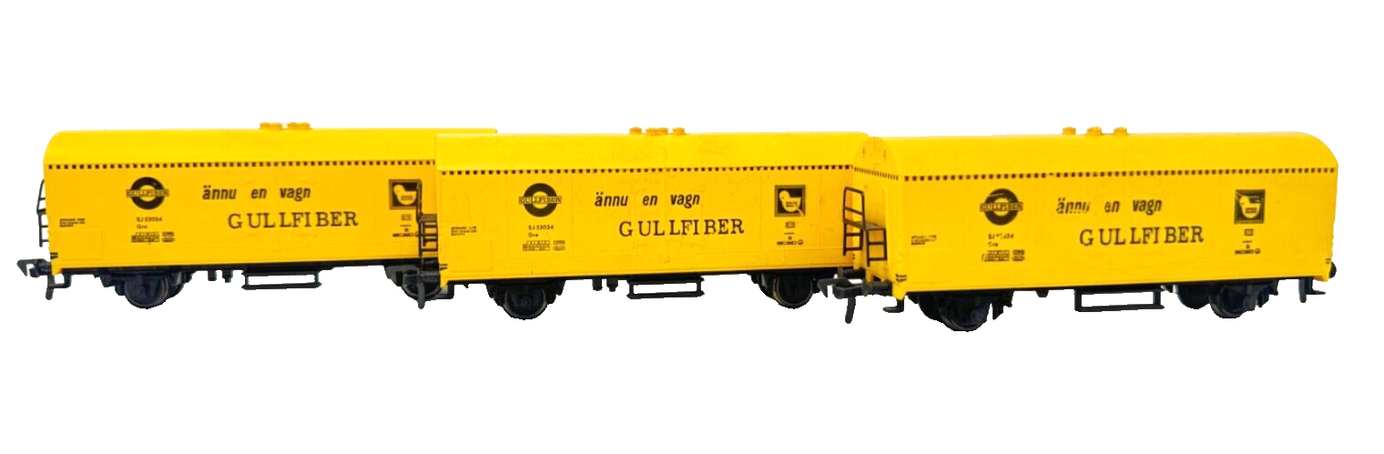 3x Fleischmann 5323 / 1467G Güterwagen SJ Gullfiber 53034 Gre - H0 HO 1:87 3x Fleischmann 5323 / 1467G Güterwagen SJ Gullfiber 53034 Gre - H0 HO 1:87