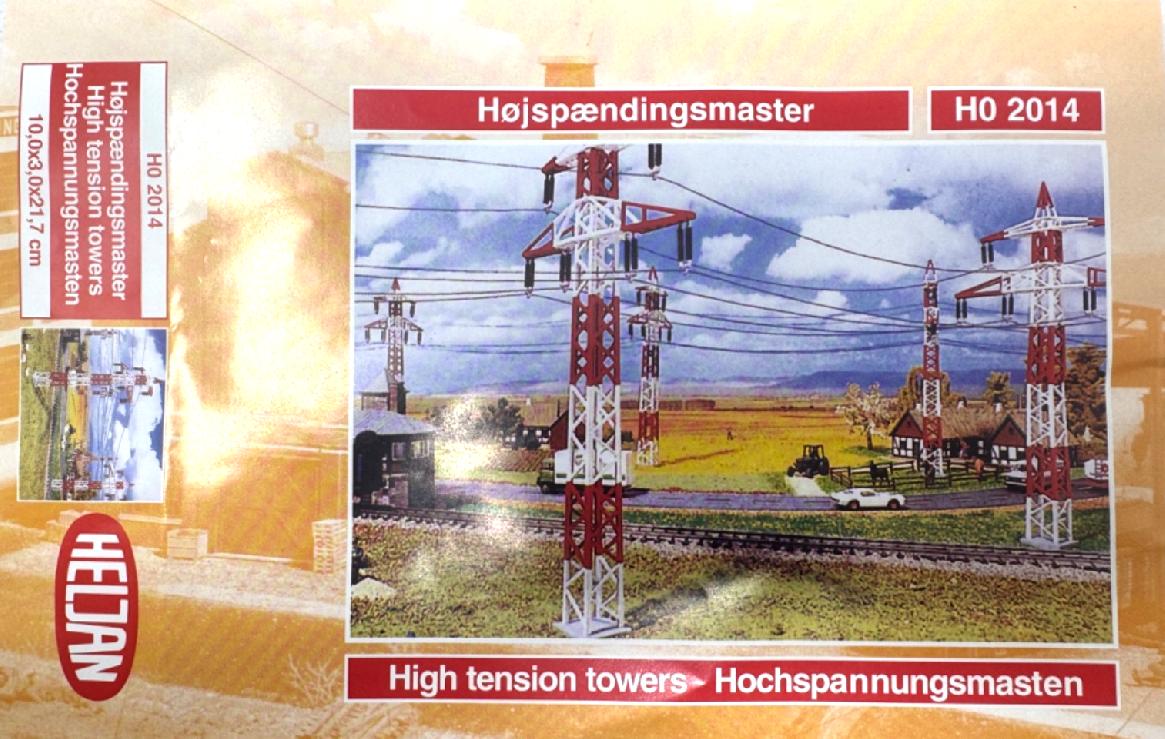 Heljan H0 2014 -  6 Stück Hochspannungsmasten 10 x 3 x 21,7 cm H0 HO 1:87