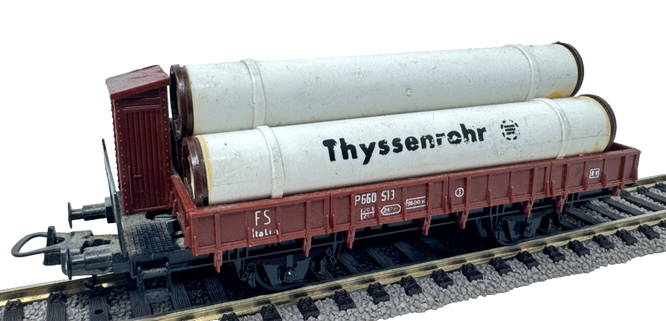 Lima H0 302811 Güterwagen mit Bremserhaus und Thyssenrohr Ladung - 1:87 HO H0