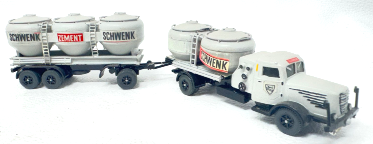 Wiking H0 LKW Büssing Zementlaster Modellauto - grau - Eigenbau - H0 HO 1:87