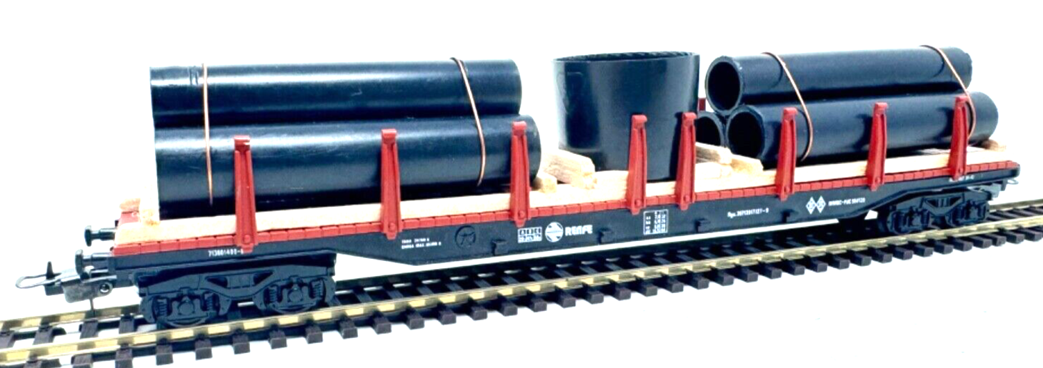 IBertren Rungenwagen mit Röhren Ladegut Eigenbau - H0 HO 1:87