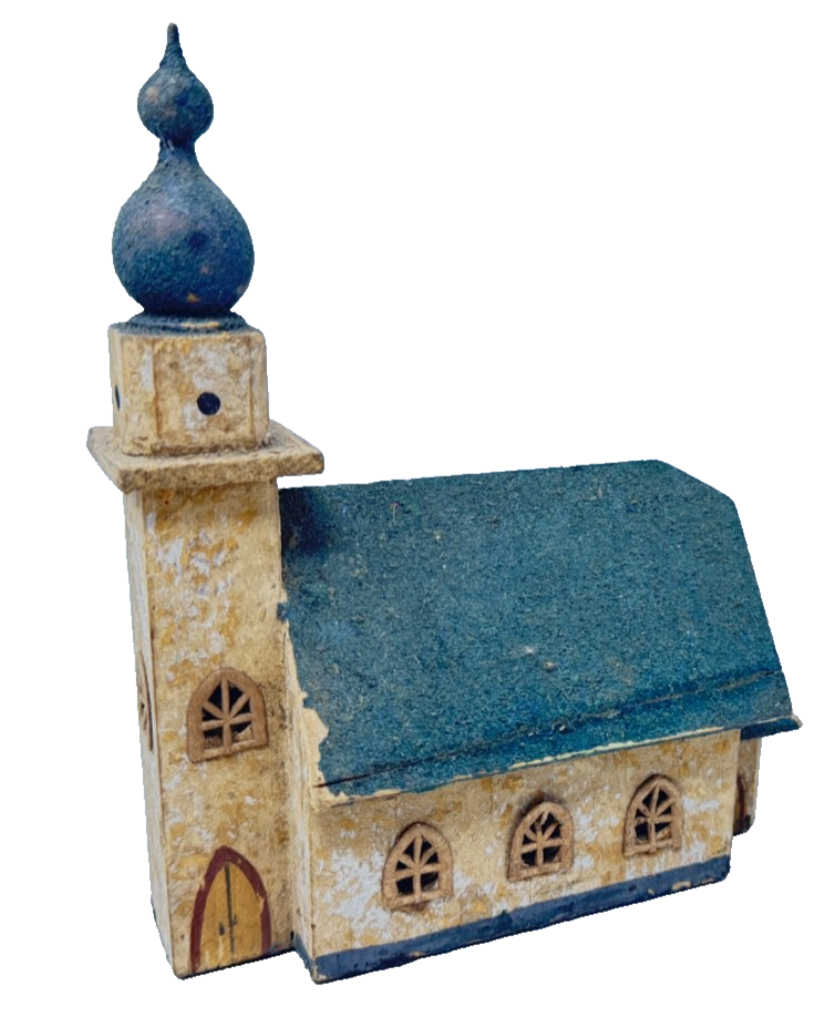 Alte Erzgebirge Kirche Holzhaus ca. 13,5 cm x 6,5 cm x 16 cm groß