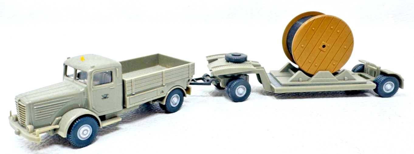 Wiking H0 Büssing 8000  Tieflader + Kabelrolle Post Fernmeldedienst HO H0 1:87