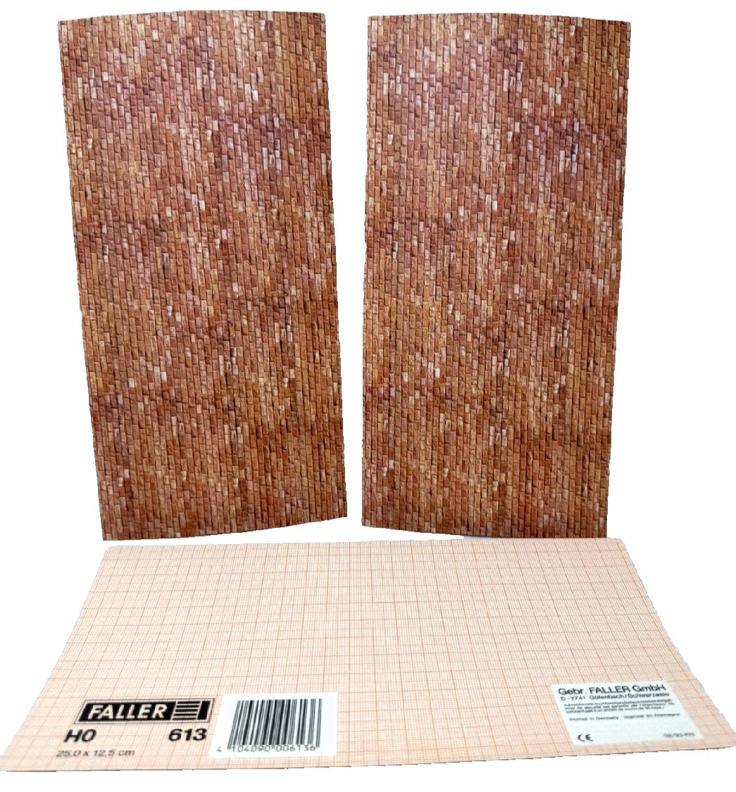 3x Faller 613 Wanddekor Platten Modelleisenbahn 25 x 12,5 cm