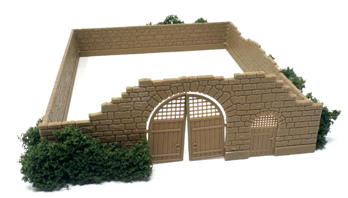 Vollmer 43861 Friedhofsmauern mit Tor ca. 14 x 14,5 x 5 cm - H0 HO 1:87