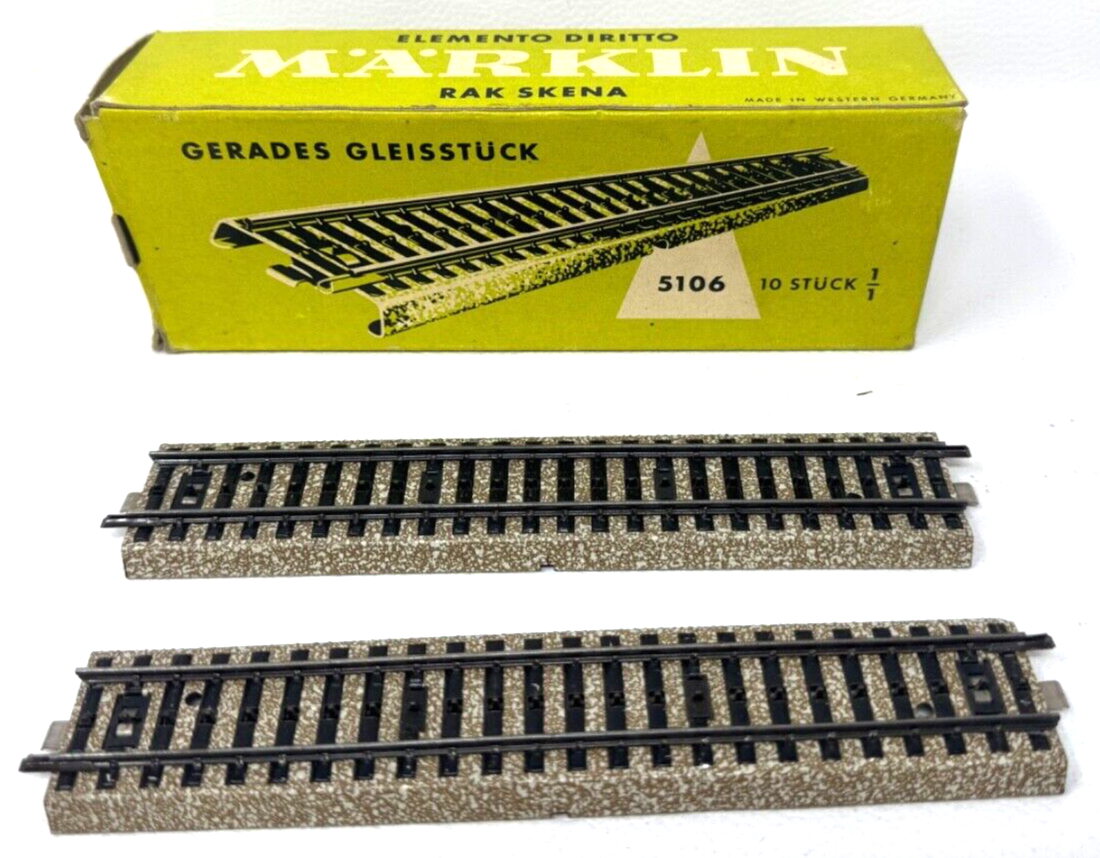 10x Märklin H0 5106 Gerades Gleisstück 1/1 - HO H0 1:87 10x Märklin H0 5106 Gerades Gleisstück 1/1 - HO H0 1:87