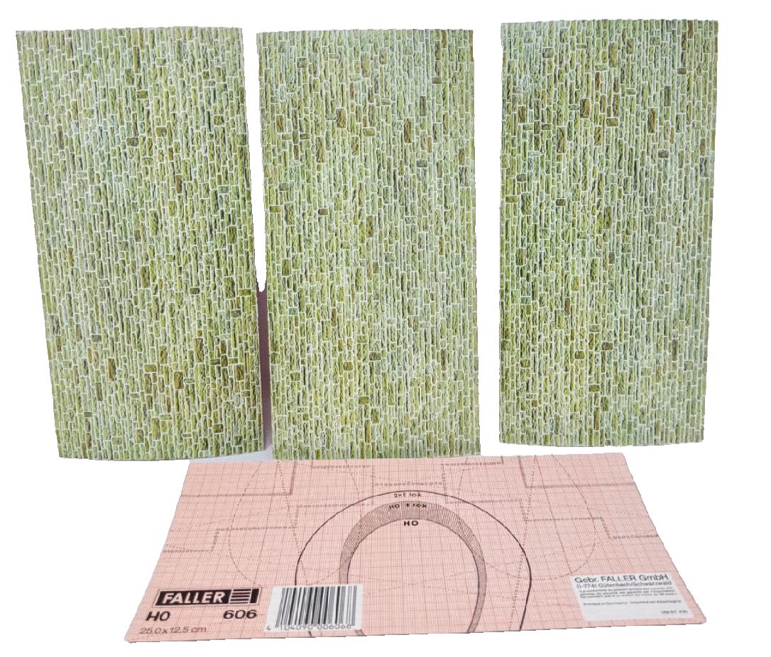 4x Faller 606 Wanddekor Platten Modelleisenbahn 25 x 12,5 cm