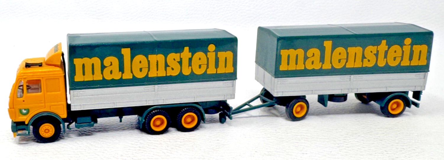 herpa H0 Mercedes NG Planenhängerzug grün/gelb "Malenstein ede" - HO H0 1:87