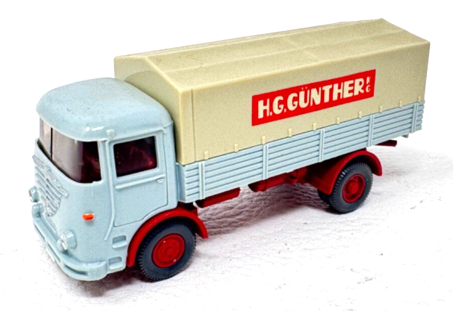 Wiking H0 LKW Pritsche Büssing LU7 mit Plane H.G. Günther Modellauto H0 HO 1:87