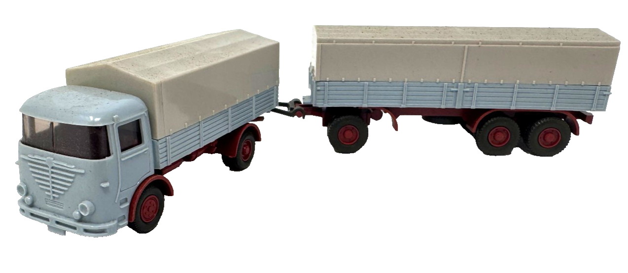 Wiking 477 Büssing LU7 Pritschen LKW  Modellauto hellgraublau H0 HO 1:87