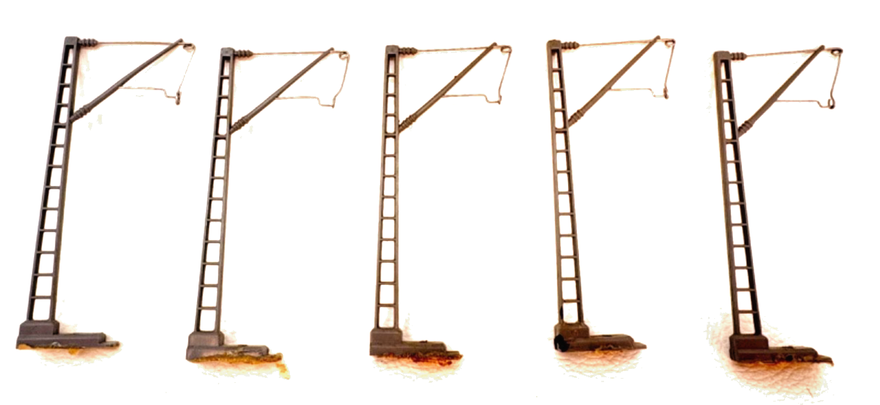 5x Vollmer HO 1300 / 41300 Mast mit kurzem Ausleger grau H0 HO 1:87