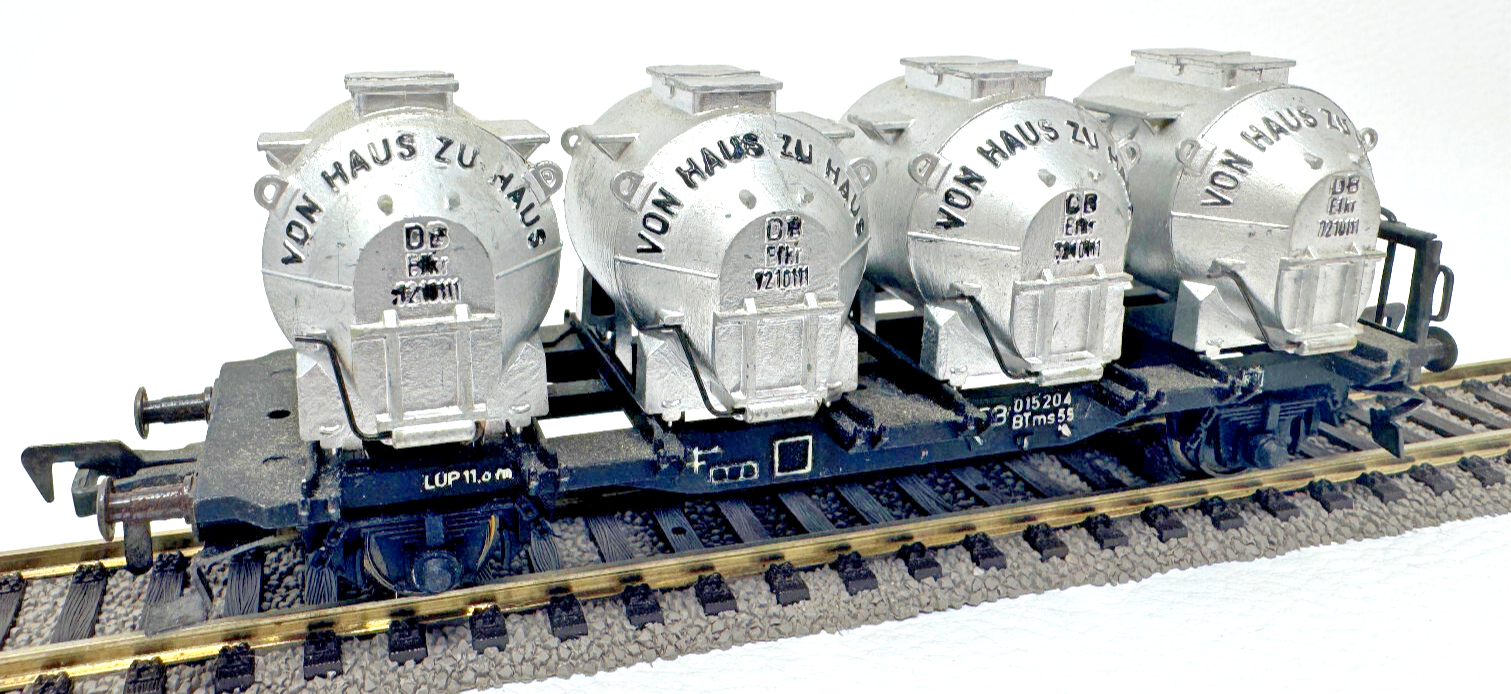 Fleischmann Güterwagen Behältertragwagen "Von Haus Zu Haus" 015 204 - HO H0 1:87