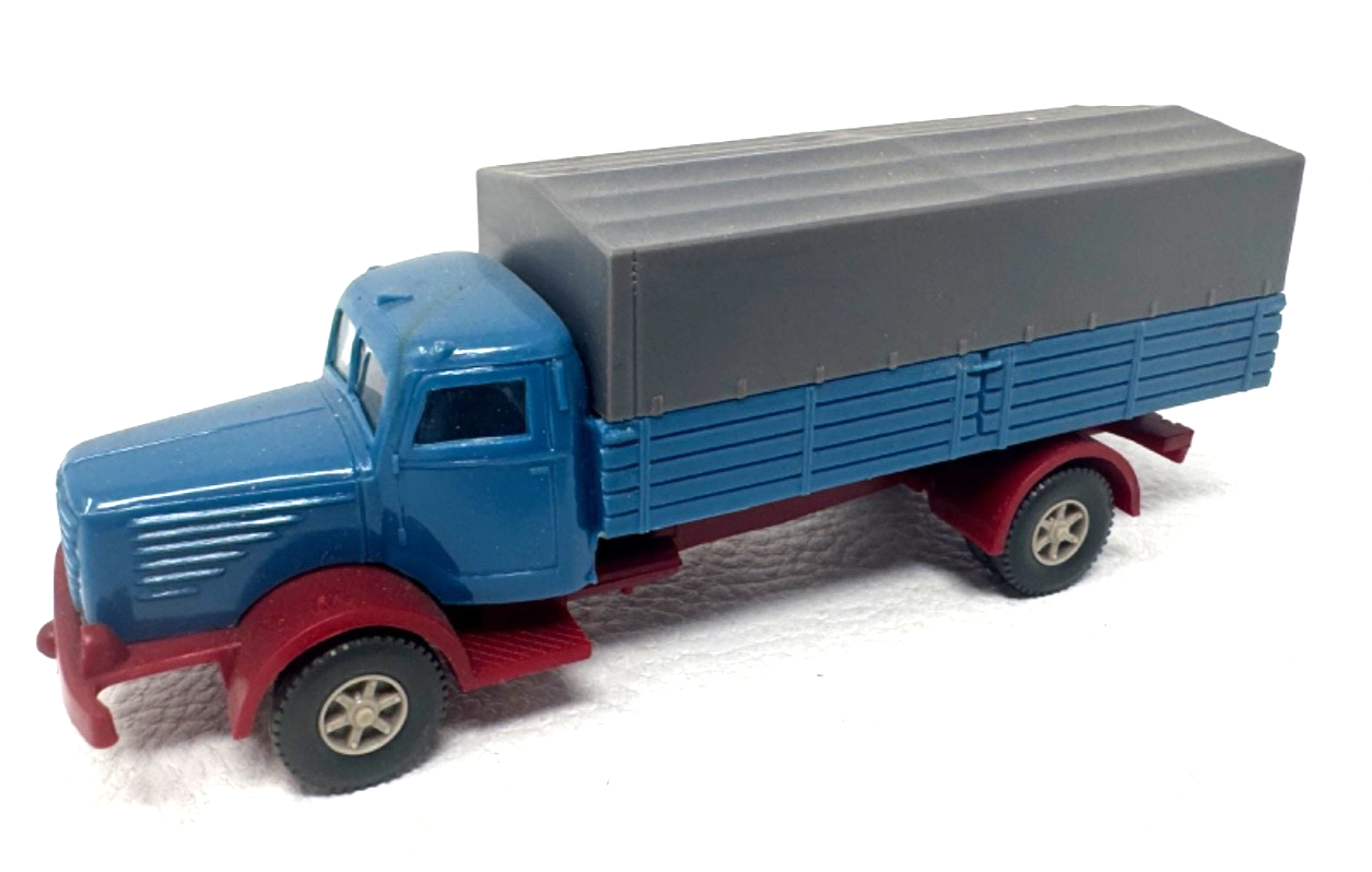 Wiking H0 478 Modellauto Pritschen LKW Büssing 8000 Azurblau Plane - H0 HO 1:87
