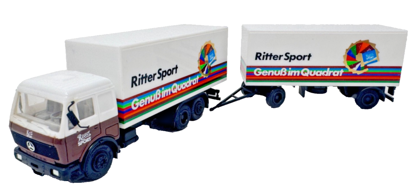 herpa Mercedes-Benz NG Koffer-Hängerzug Ritter Sport - HO H0 1:87