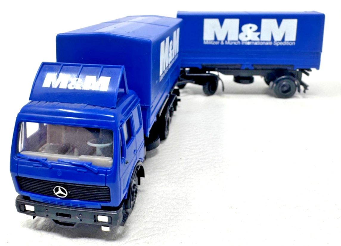 Herpa H0 Mercedes M&M Militzer & Münch Wechselpritschen Hängerzug HO H0 1:87