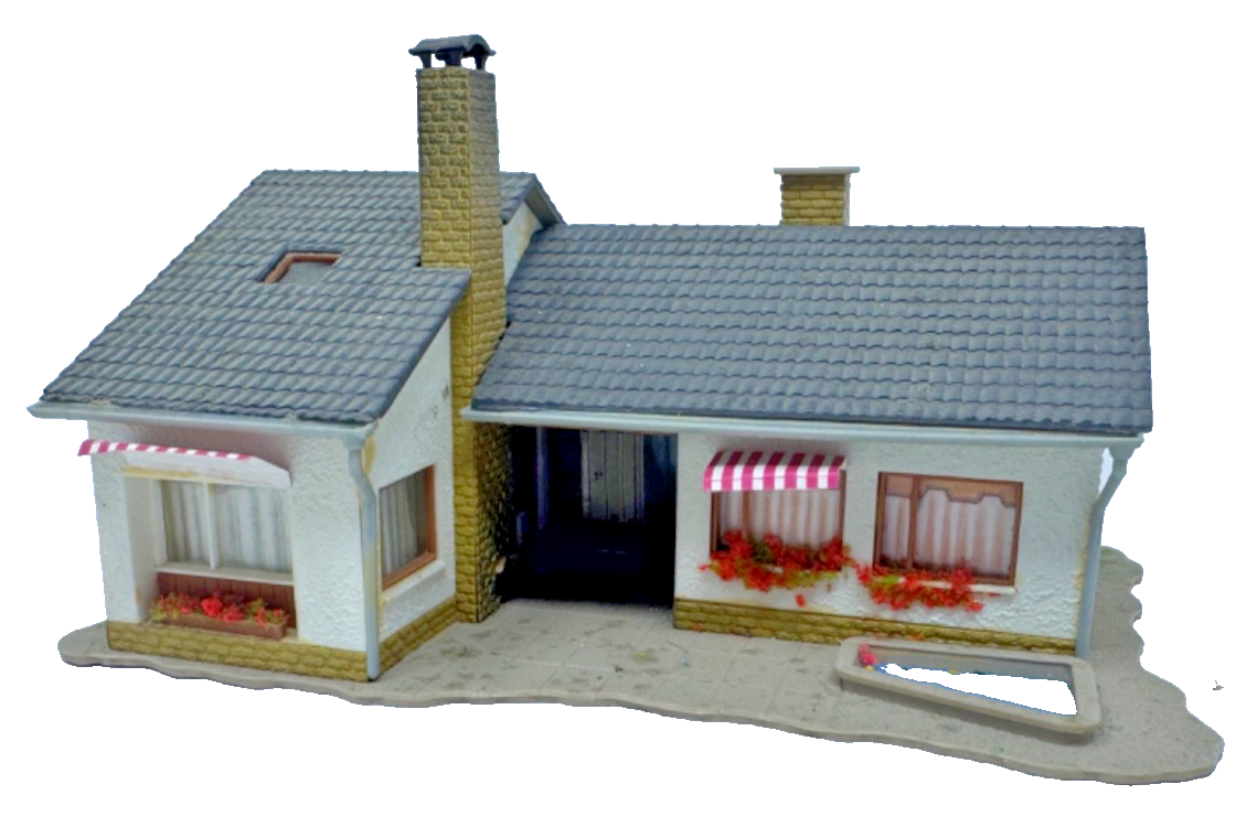 Vollmer H0 3712 Wohnhaus Bungalow mit Teich - HO H0 1:87
