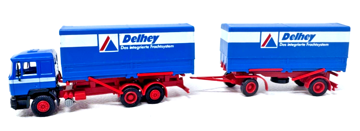 Herpa H0 MAN Planenhängerzug 3a/2a "Delhey - Das integrierte Fracht." H0 H0 1:87