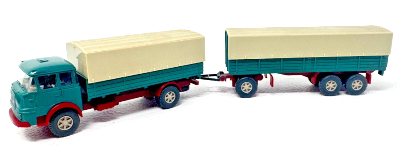 Wiking Krupp 806 Pritschen- Planen- Lastzug grün weinrot  HO H0 1:87