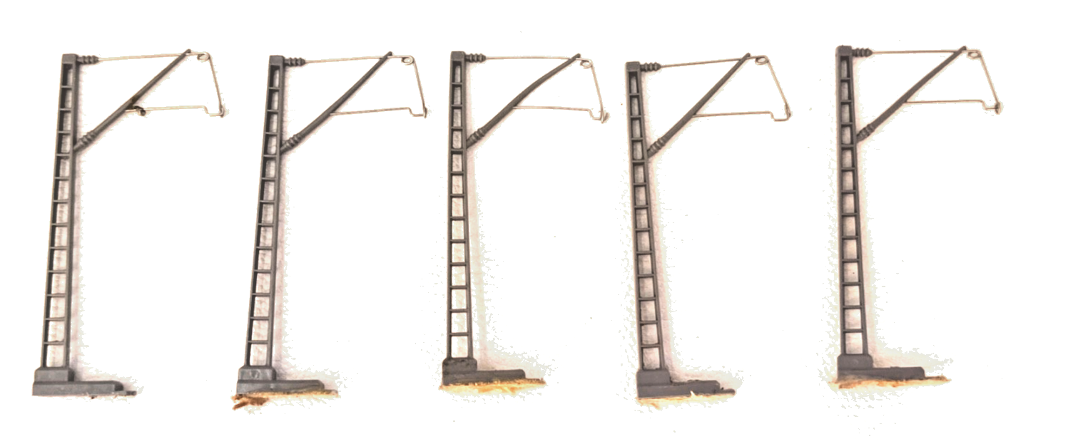 5x Vollmer HO 1301 / 41301 Mast mit langem Ausleger grau H0 HO 1:87
