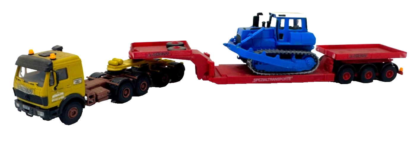 Kibri H0 - MB LKW mit Tiefladeanhänger Liebherr Scheuerle + Raupe - H0 HO 1:87 Kibri H0 - MB LKW mit Tiefladeanhänger Liebherr Scheuerle + Raupe - H0 HO 1:87