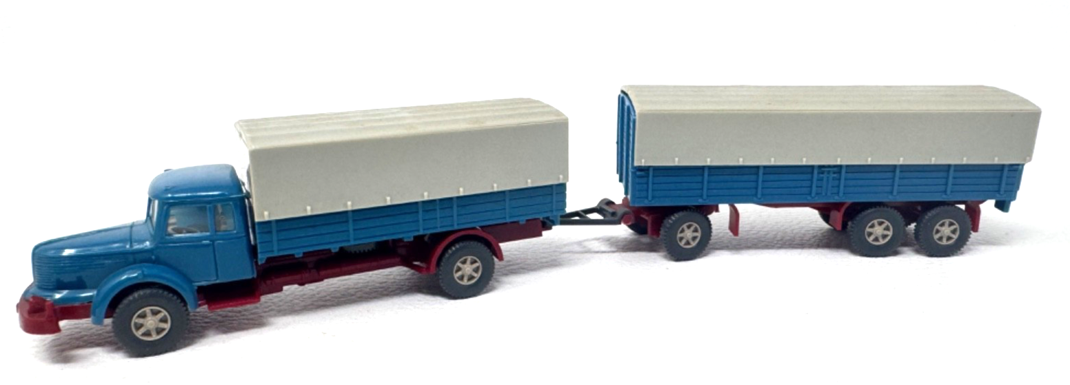 Wiking 480 Krupp Titan Pritschen-Lastzug - blau / grau - HO H0 1:87