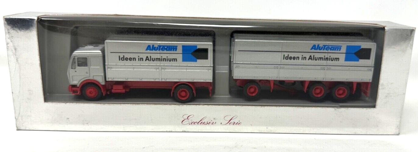 Herpa Hängerzug 2a/3a silber/rot „AluTeam Aluminium“  HO H0 1:87
