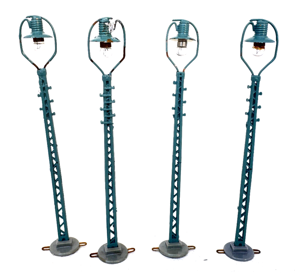 4x Leuchte HO Ring Leuchte - Gittermastleuchte - blau/grau 12,8 cm - H0 HO 1:87