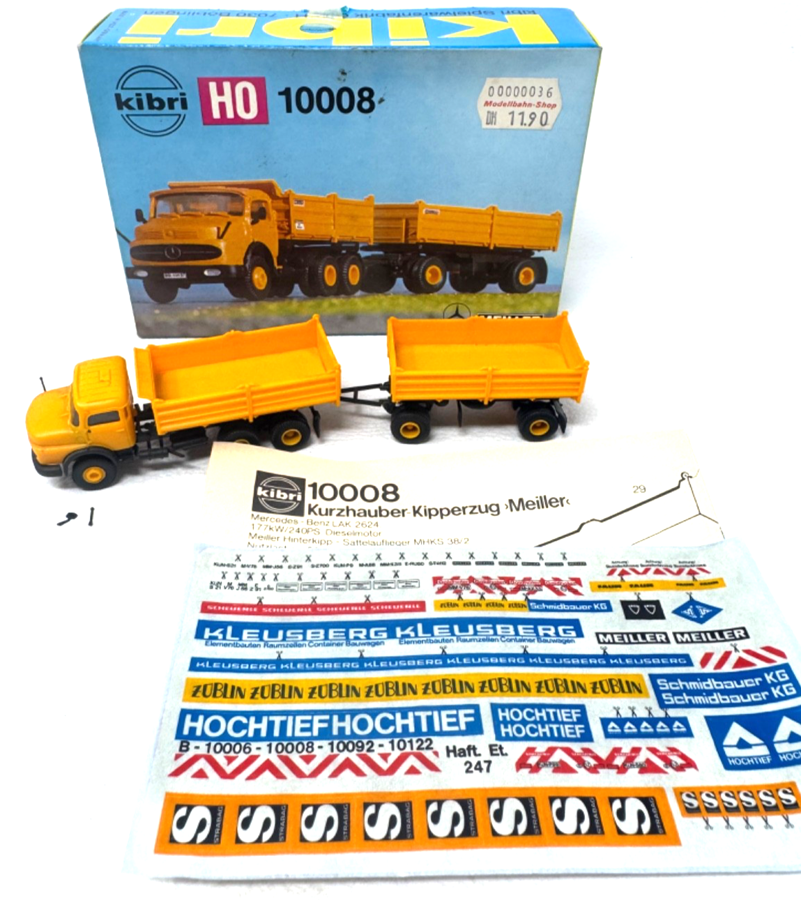 Kibri H0 B - 10008 Modellauto LKW Kurzhauber-Kipperzug Meiller - DB - H0 HO 1:87