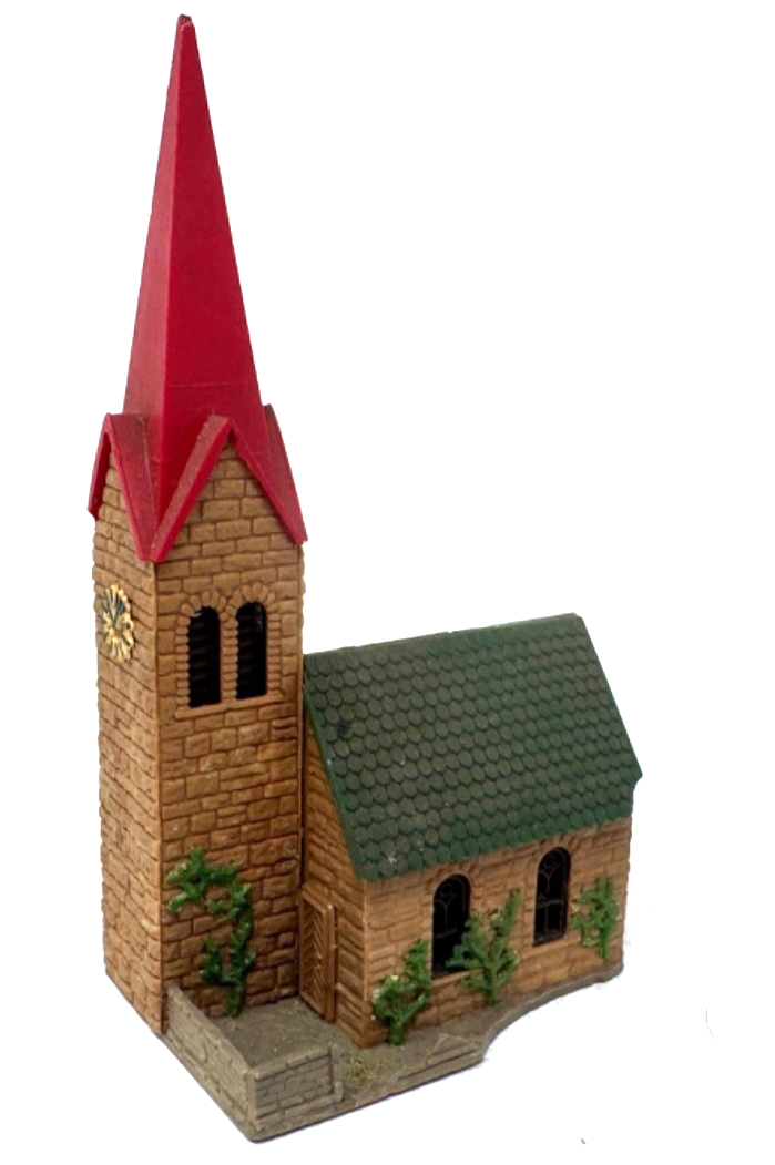 Faller N Kleine Dorfkirche - gemauert - ca. 8 x 5,4 x 14,7 cm - N 1:160 - defekt