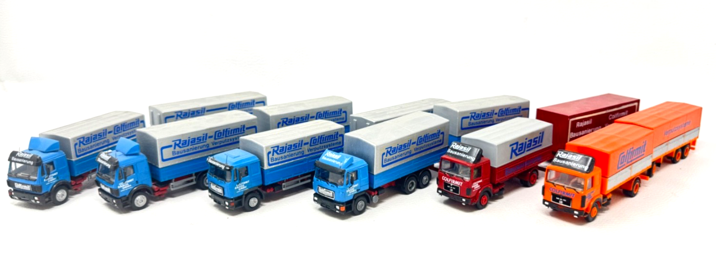 6 Stück herpa H0 LKW Zugmaschinen Rajasil Colfirmit - 1:87 HO H0