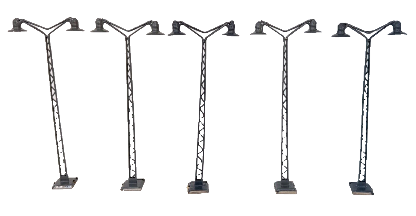 5 Laternen Lampen Doppelseitig - ca. 14 cm hoch Gittermastleuchten HO H0 1:87 5 Laternen Lampen Doppelseitig - ca. 14 cm hoch Gittermastleuchten HO H0 1:87