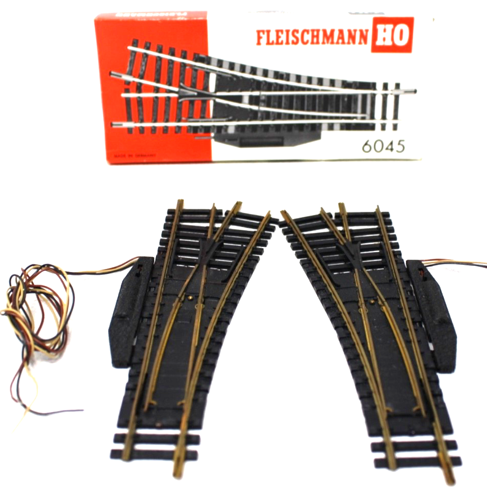 Fleischmann H0 6045 Weichen elektrisches Paar Weichen Modellgleis H0 HO 1:87 OVP