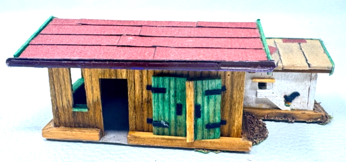 Vintage H0 Schuppen Holzhütte mit Hühnerstall Anbau  10,6 x 5,6 x 4,1 HO H0 1:87 Vintage H0 Schuppen Holzhütte mit Hühnerstall Anbau  10,6 x 5,6 x 4,1 HO H0 1:87