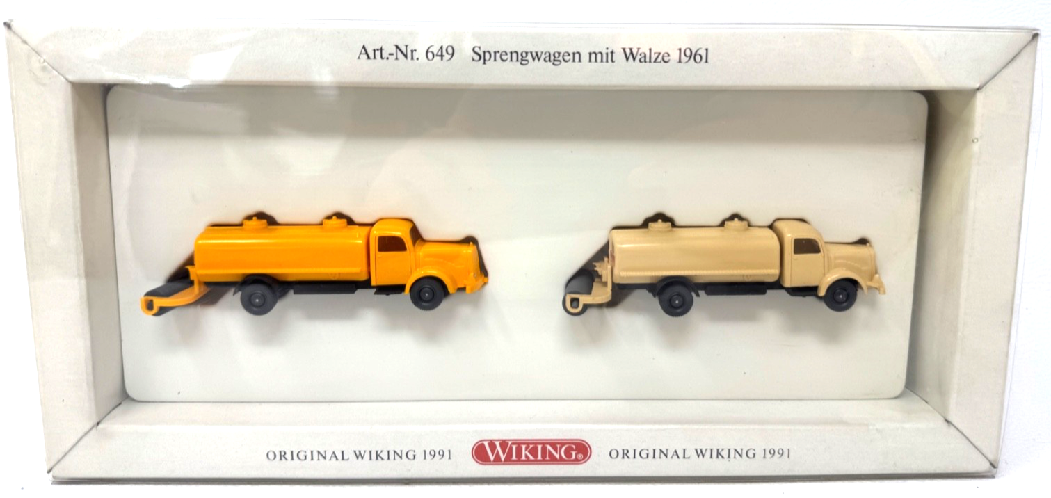 Wiking 649 Sprengwagen mit Walze 1961 in Originalverpackung - H0 HO 1:87