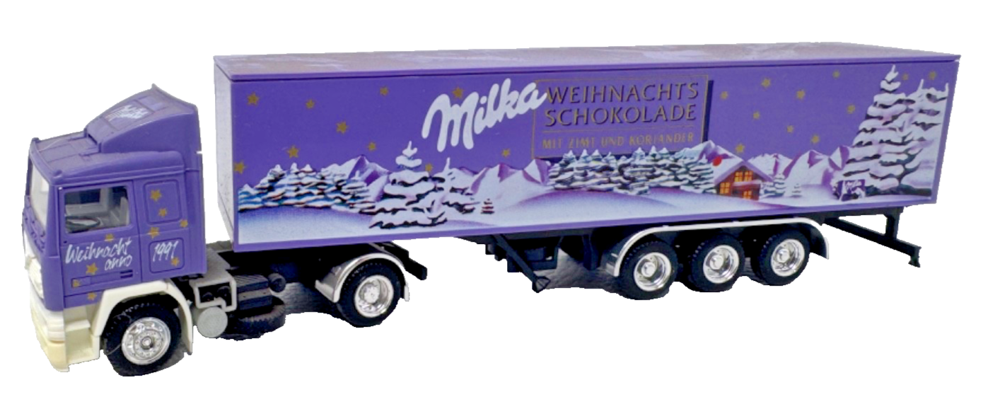 Albedo H0 Volvo F12 Intercooler - Milka Weihnachtsbaum Schokolade - 1:87 HO H0 Albedo H0 Volvo F12 Intercooler - Milka Weihnachtsbaum Schokolade - 1:87 HO H0