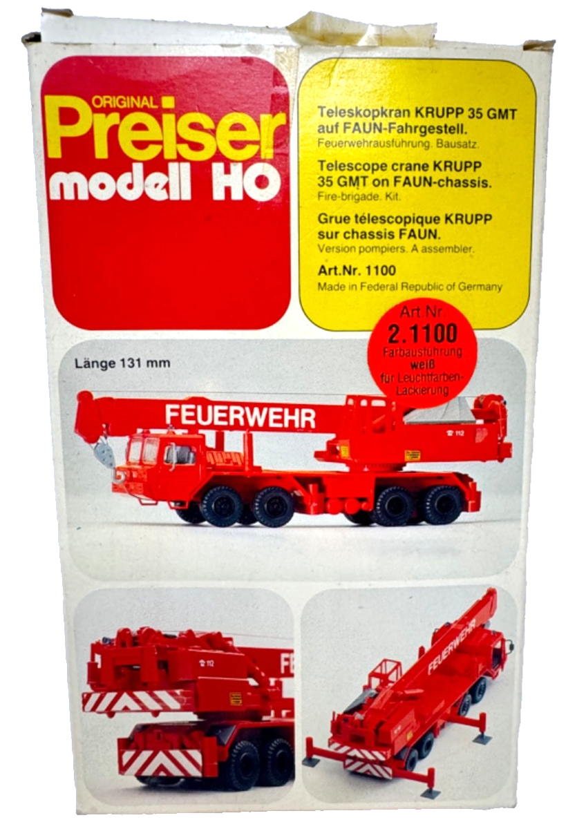 Preiser 1100 Autokran Teleskopkran KRUPP 35 GMT fertig gebaut H0 HO 1:87 defekt