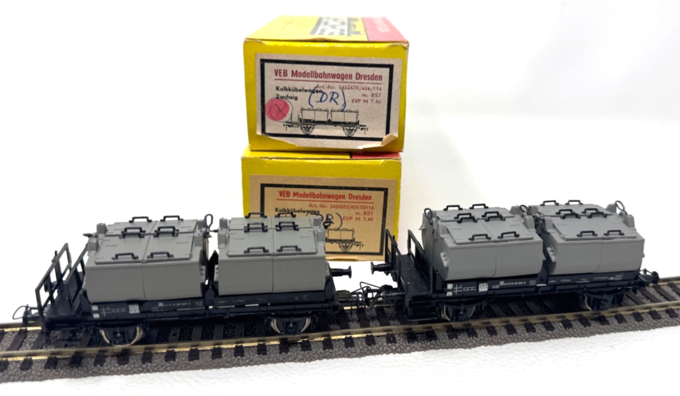 2x Schicht H0 Kalkkübelwagen 2-achsig 040-0100-9 DR - 1:87 H0 HO