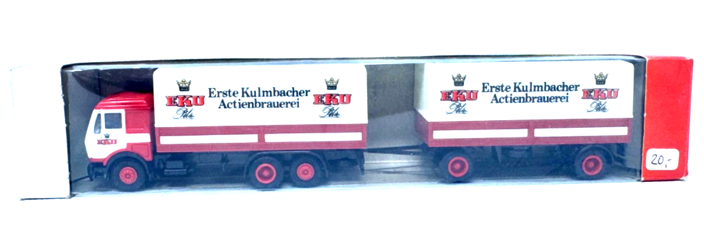 Albedo Herpa MB LP 1632 Planen-Hängerzug EKU Erste Kulmbacher 1:87 HO H0 in OVP
