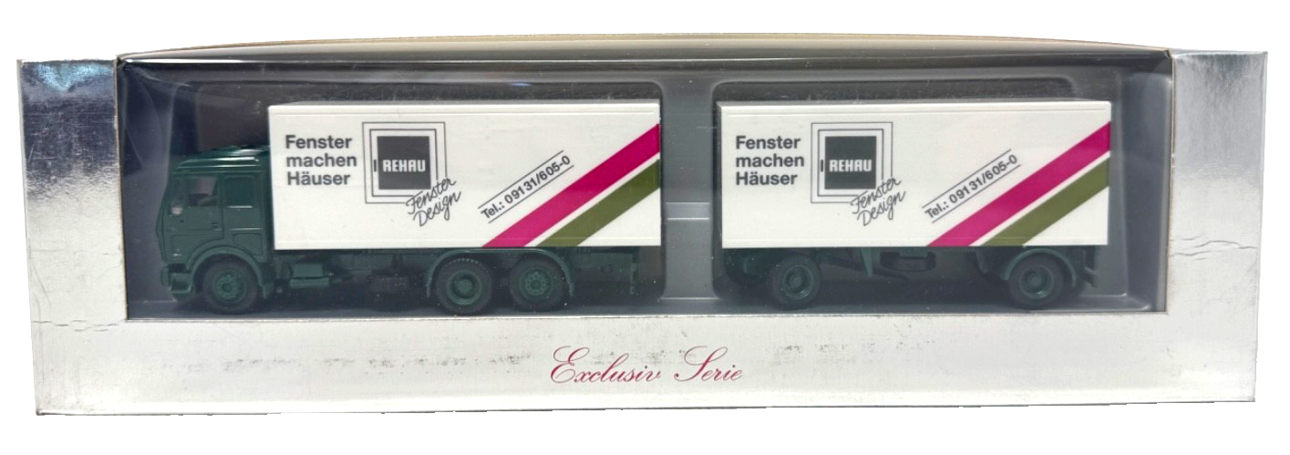 herpa Mercedes-Benz NG 80 Koffer-Hängerzug "Rehau Fenster" - 1:87 H0 HO in OVP