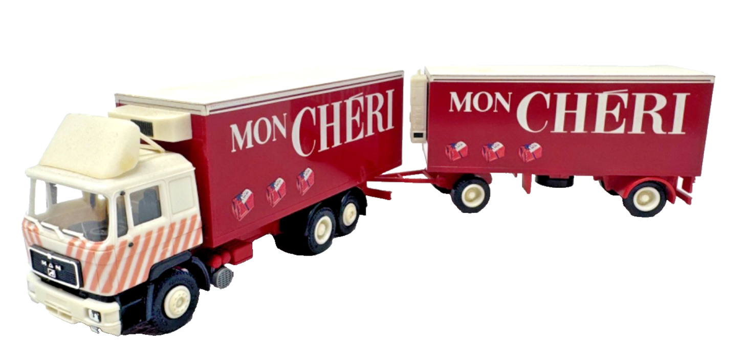 Herpa 859041 H0 MAN Kühlkoffer-Hängerzug "Mon Cheri" - H0 HO 1:87 Herpa 859041 H0 MAN Kühlkoffer-Hängerzug "Mon Cheri" - H0 HO 1:87