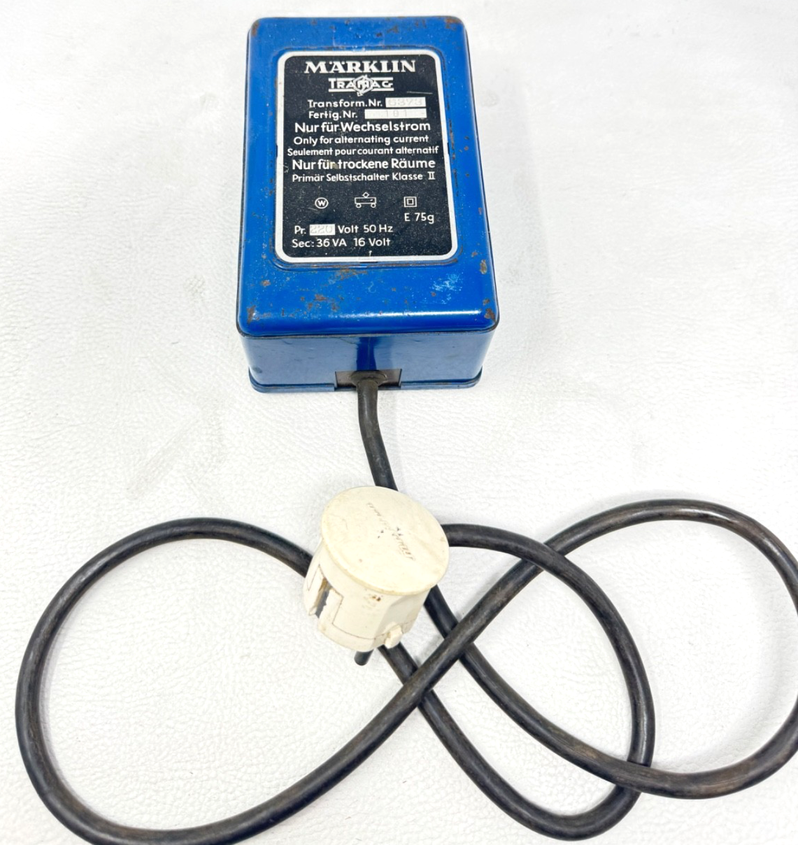 Märklin TRAMAG 6373 Transformator Trafo 220V Wechselstrom 36 VA