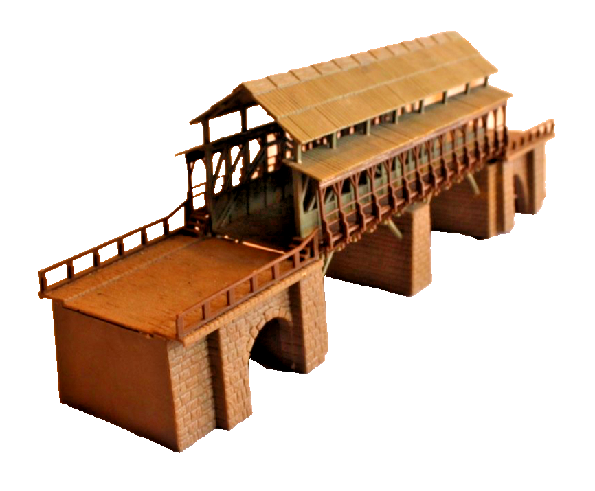 Faller H0 B-535 Überdachte Holzbrücke - fertig gebautes Modell -  H0 HO 1:87